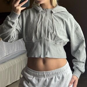 JoyLab Light Gray Women's Cropped Zip-Up Hoodie